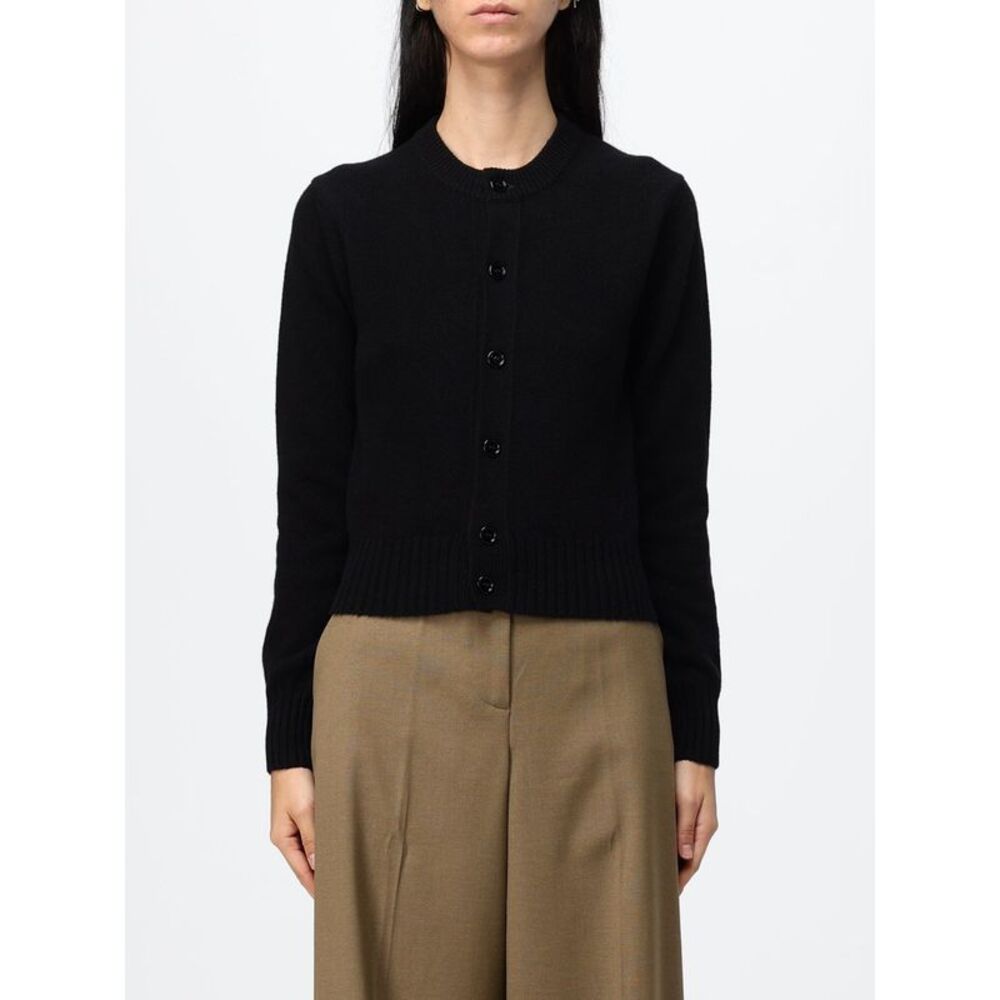 Ami Paris Women Ami Paris Crewneck Cashmere Cardigan With Ribbed Trims